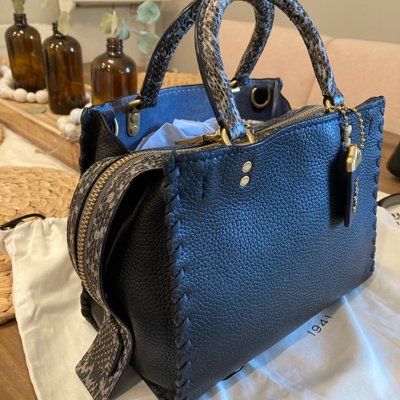 SOLD Coach Black/Ink Exotic Whipstitch Rogue 25 Style No. 69619 - Picture 3 of 15